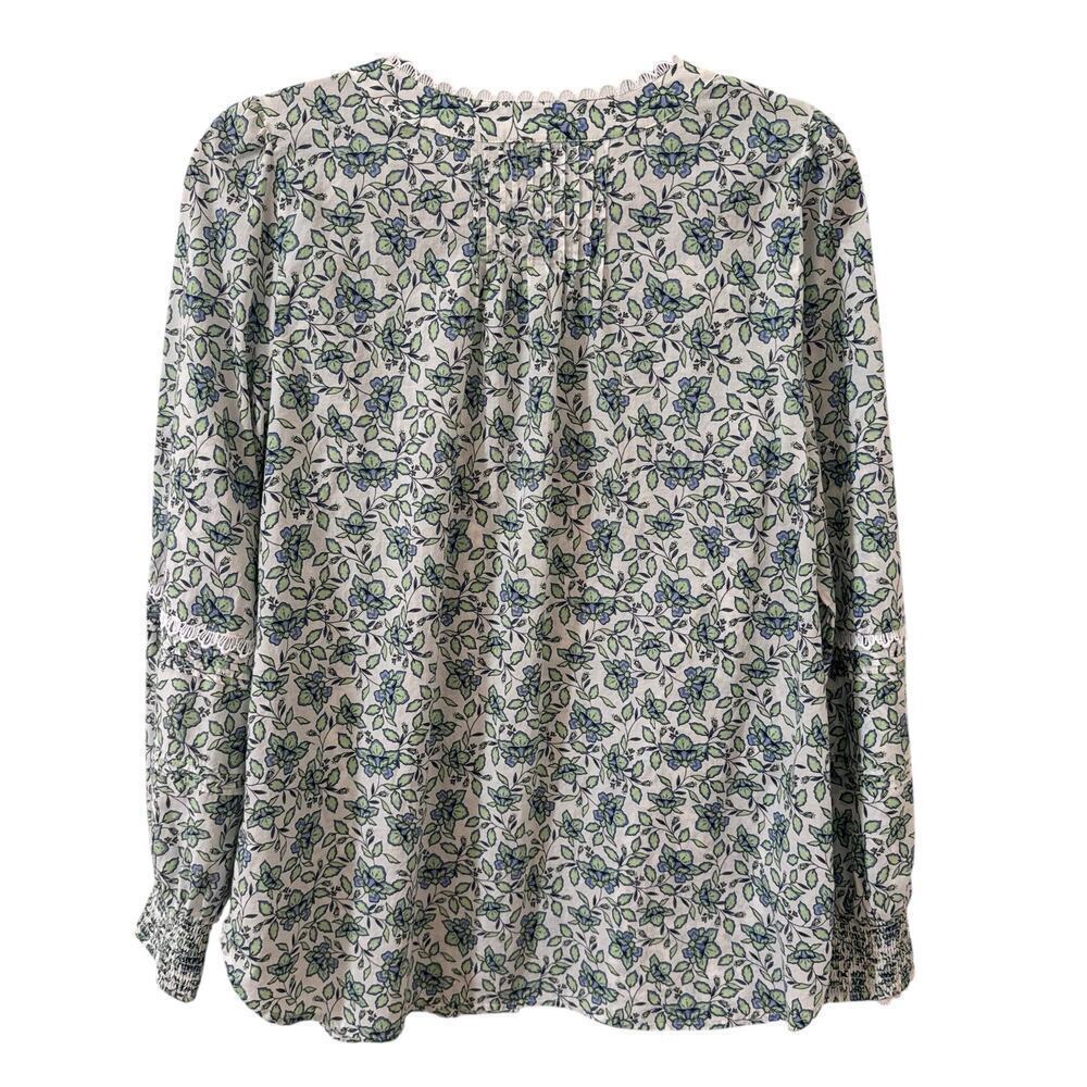 Talbots Scallop Lace Trim Top in Blooming "Daffodils" Floral Size Large - Picture 7 of 11